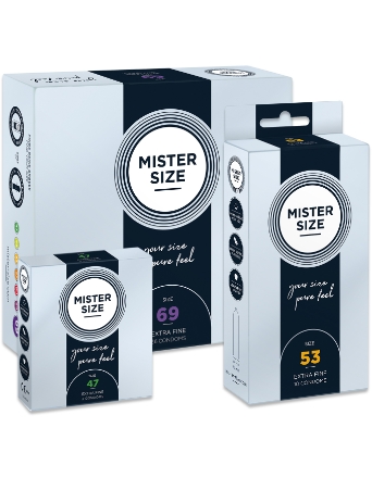 Tre confezioni di preservativi Mister Size